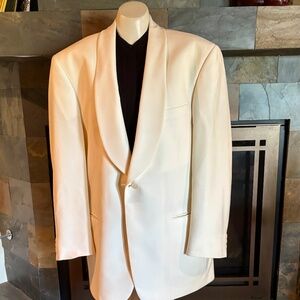 Tallia Uomo Ivory White Wool Shawl Collar Dinner Jacket L-XL 46" Chest